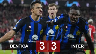 Hòa hú vía Benfica, Inter lỡ cơ hội chiếm ngôi đầu bảng D