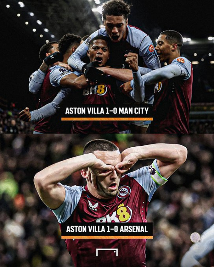 Aston Villa đánh bại cả Man City và Arsenal chỉ trong vòng 4 ngày