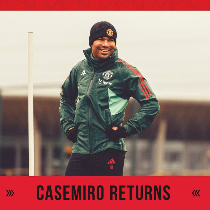 MU thông báo Casemiro đã trở lại tập luyện