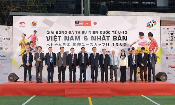 Các lãnh đạo thể thao của Việt Nam và Nhật Bản tại lễ khai mạc. Ảnh: BTC