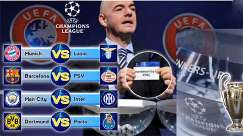 Bốc thăm thử vòng 1/8 Champions League: Man City gặp lại Inter