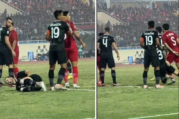 Marc Klok "diễn" trên sân trong trận Việt Nam đấu Indonesia 