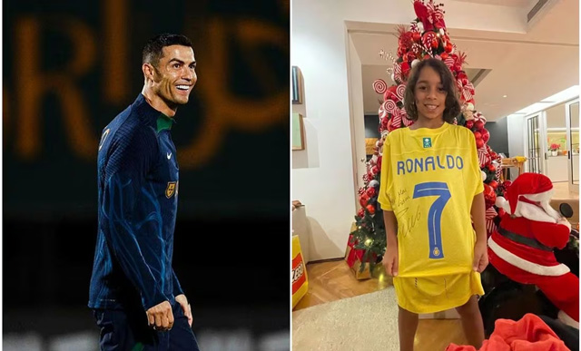 Nhóc tỳ Liam được Ronaldo tặng áo đấu