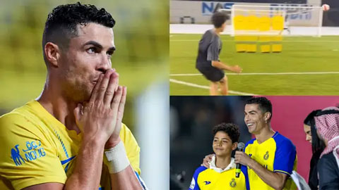 Con trai Ronaldo lập siêu phẩm đá phạt