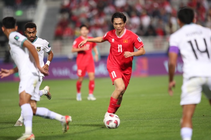 Tuấn anh đã thi đấu suốt cả trận trong màu áo tuyển Việt Nam ở trận gặp Indonesia. ảnh: Anh Khoa
