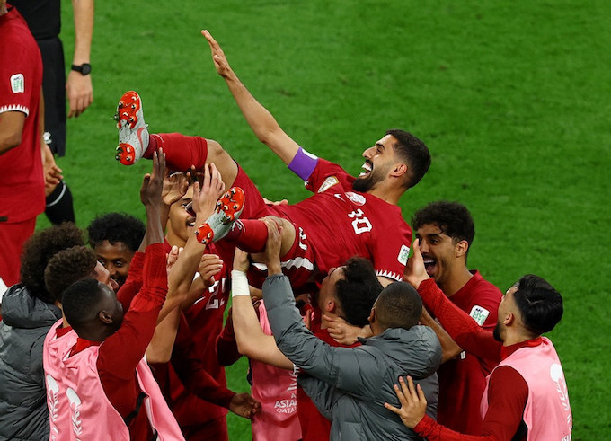 Niềm vui ghi bàn của cầu thủ Qatar 