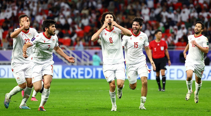 Niềm vui của Tajikistan khi có bàn mở tỷ số của trận đấu 