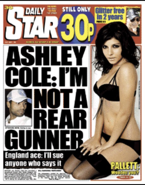 Ashley Cole không lạ gì với việc lên bìa các tờ báo lá cải