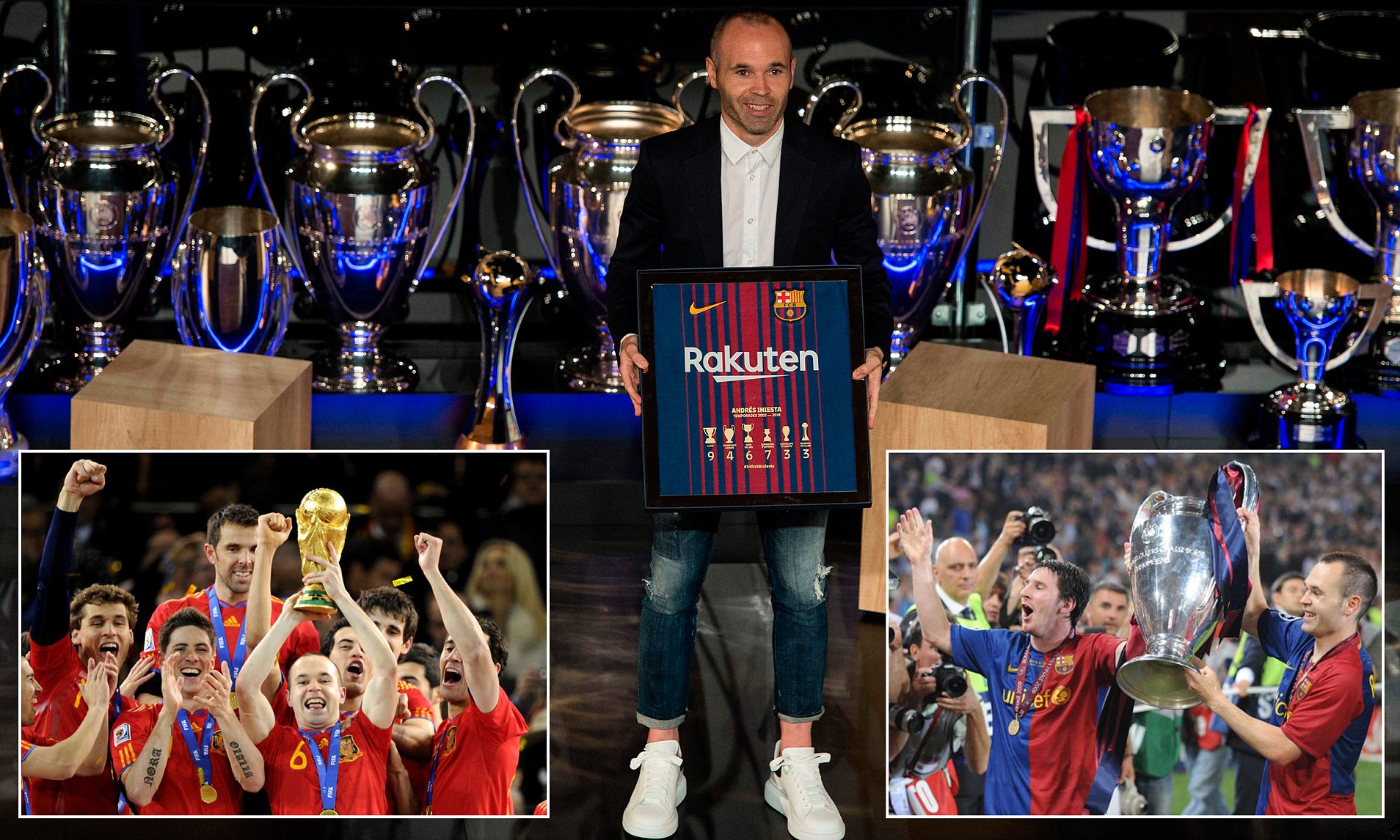 Iniesta đã giành được tất cả 31 danh hiệu, 10 chức vô địch, 7 cúp QG, 4 Champions League, 2 chức vô địch EURO và 1 cúp vàng World Cup