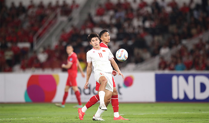 ĐT Việt Nam có màn thể hiện chưa như kỳ vọng ở trận lượt đi trước Indonesia - Ảnh: Quỳnh Anh 