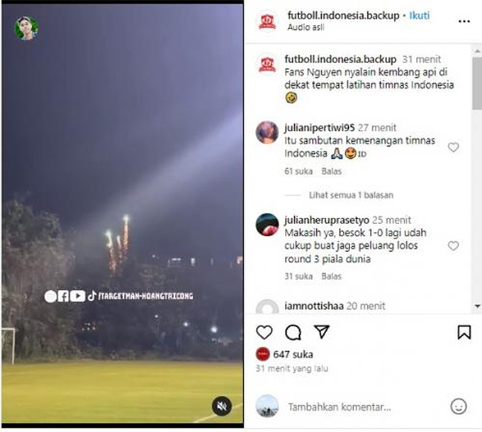 Không có chuyện CĐV Việt Nam đốt pháo hoa cạnh khách sạn đội tuyển Indonesia lưu trú