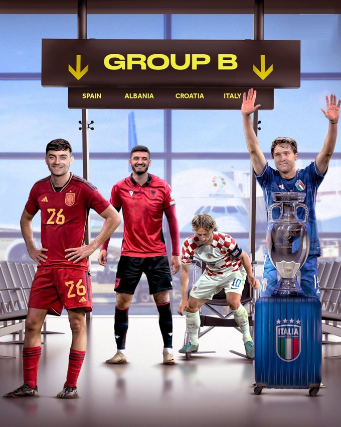Bảng B được coi là bảng tử thần với 3 đội mạnh là Tây Ban Nha, Italia và Croatia