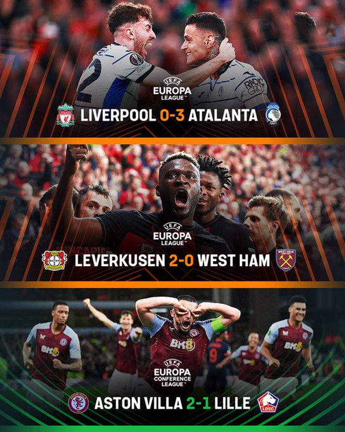Liverpool và West Ham để thua đậm tại Europa League và chỉ có Aston Villa là có chiến thắng tại Conference League