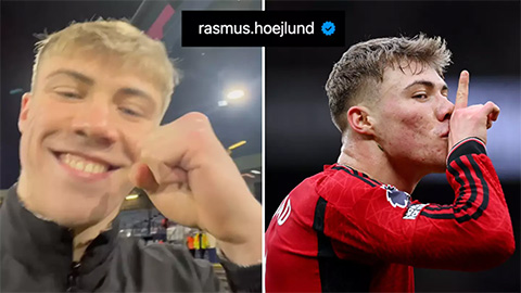 Rasmus Hojlund tranh thủ xát muối vào nỗi đau thua thảm của Liverpool