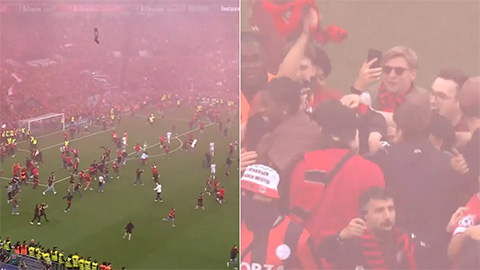 Fan Leverkusen tạo ra cảnh tượng điên rồ trước khi đội nhà vô địch Bundesliga