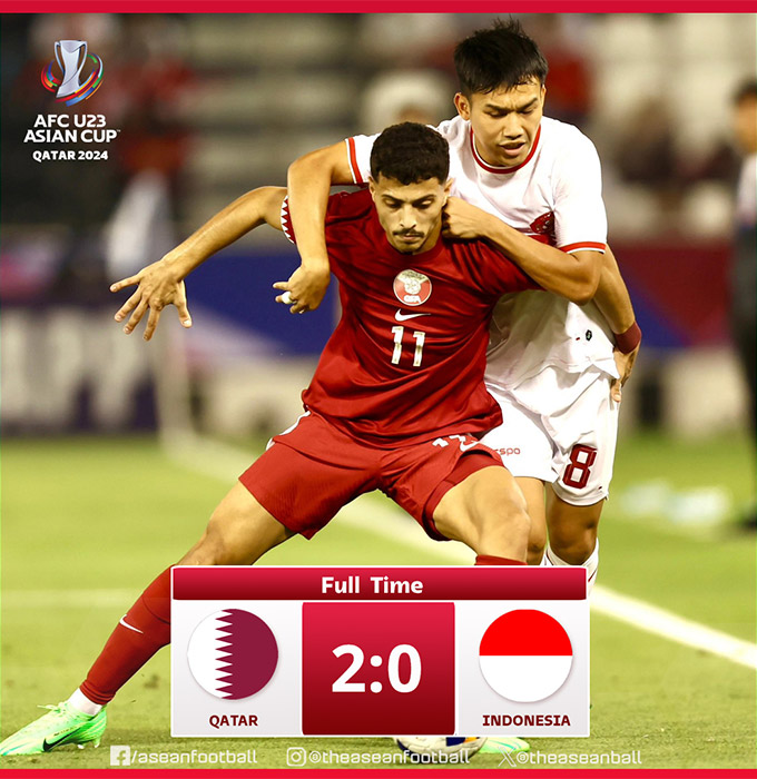 U23 Indonesia nhận thất bại cay đắng trước U23 Qatar 