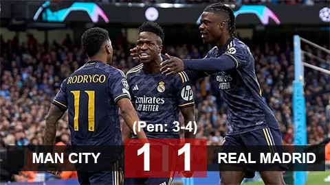 Kết quả Man City vs Real Madrid (3-4 pen): Los Blancos vào bán kết