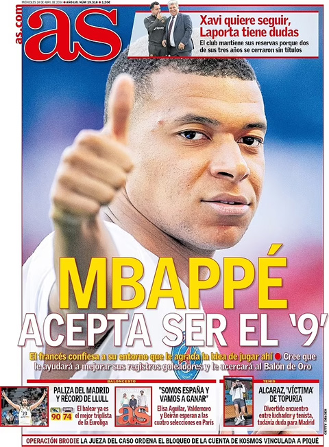 Tờ AS khẳng định thương vụ Mbappe tới Real đã xong và anh sẽ đá tiền đạo cắm