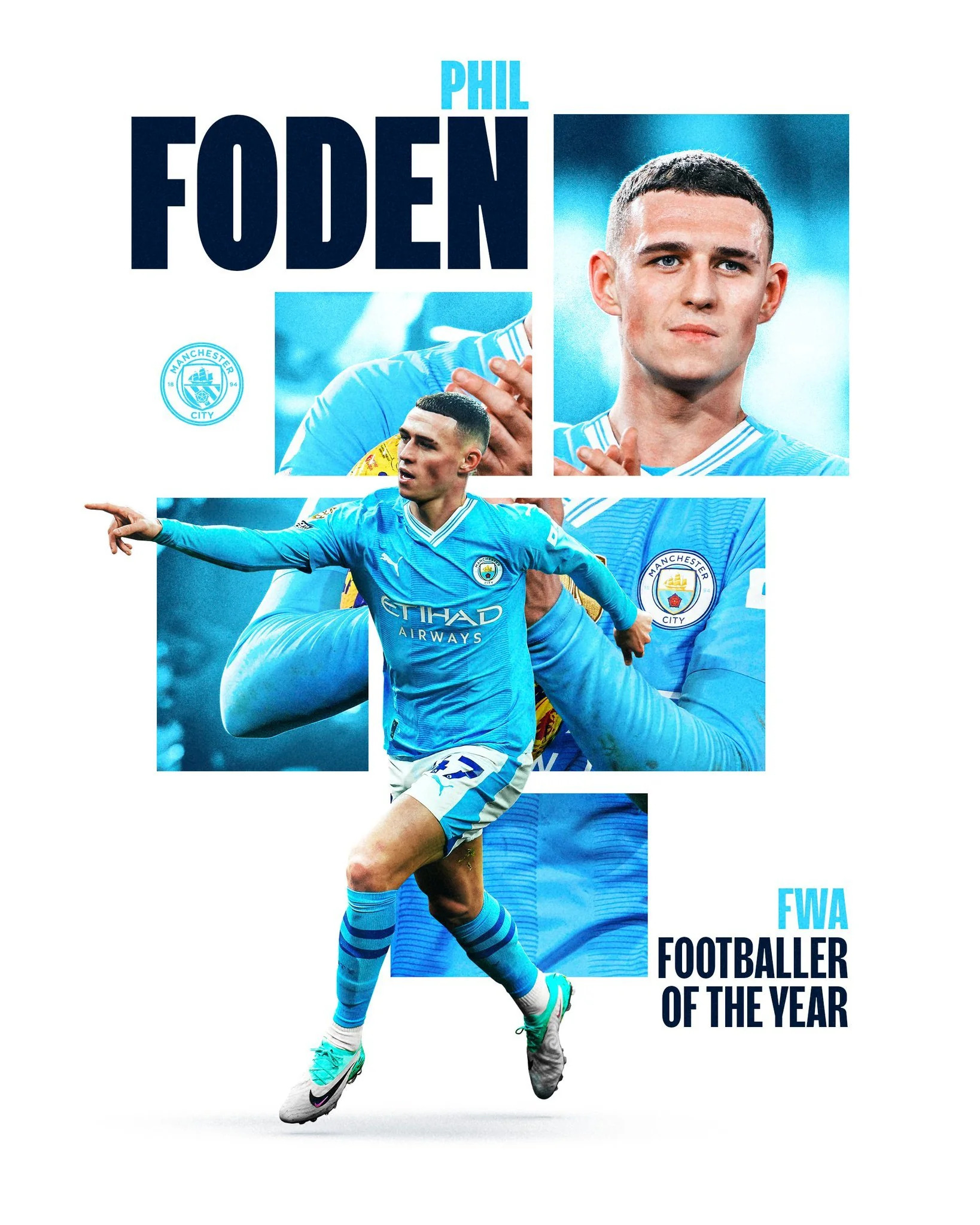 Foden đã được FWA trao giải Cầu thủ xuất sắc nhất năm giống Thierry Henry, Cristiano Ronaldo và Bobby Charlton
