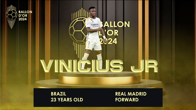 Vinicius đang là ứng viên hàng đầu cho danh hiệu Quả Bóng Vàng 2024