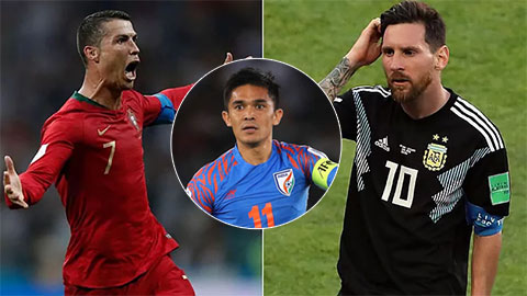 Chhetri có thành tích sánh ngang Ronaldo và Messi