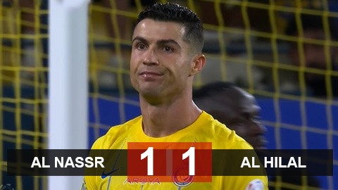 Kết quả Al Nassr 1-1 Al Hilal: Al Nassr phụ công Ronaldo