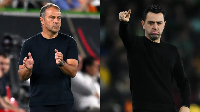 Flick (trái) có thể thay Xavi dẫn dắt Barca từ mùa giải tới