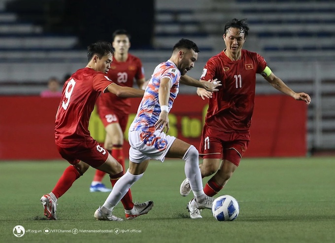 Trận lượt đi, Việt Nam đã thắng Philippines 2-0. Ảnh: VFF 