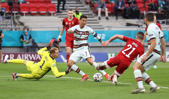 Ronaldo trong trận gặp Hungary tại vòng bảng EURO 2020