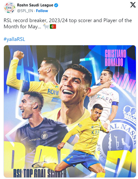BTC Saudi Pro League vinh danh Ronaldo