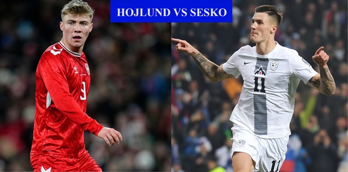 Hojlund và Sesko chuẩn bị có màn đấu súng tiếp theo ở trận Slovenia vs Đan Mạch tại VCK EURO 2024.