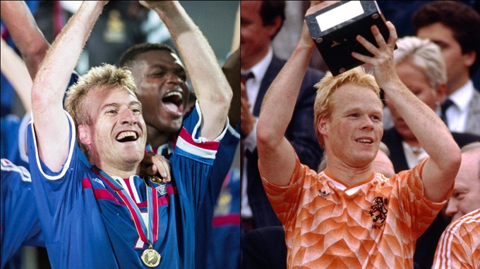 Deschamps nâng cúp vô địch EURO 2000 và Koeman vô địch EURO 1988
