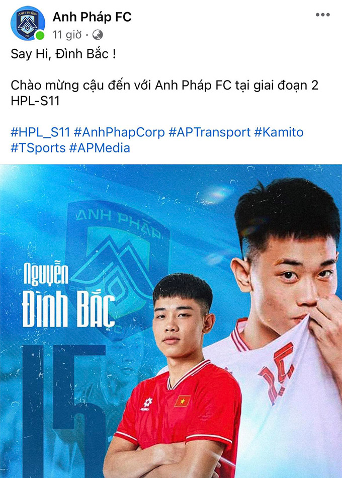Đình Bắc bất ngờ gia nhập CLB sân 7 hàng đầu Nghệ An tham dự giải HPL-S11 
