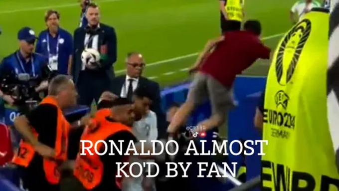 Ronaldo suýt dính trọn cú tông của 1 CĐV