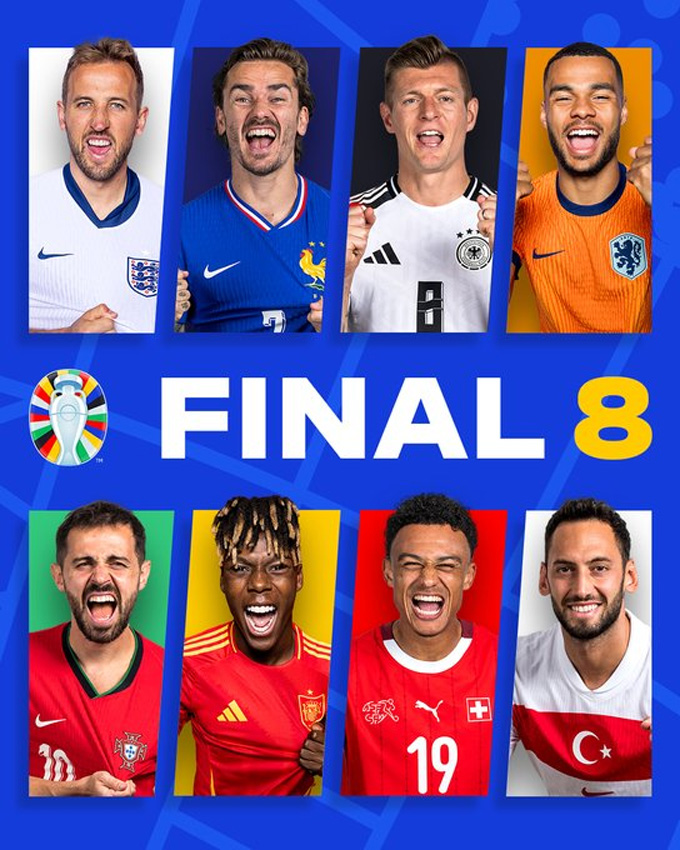8 đội bóng giành quyền vào tứ kết EURO 2024