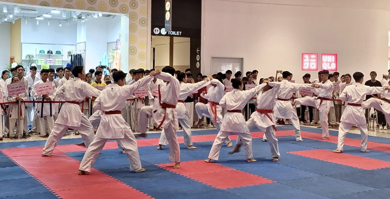 VĐV đội tuyển Karate tỉnh Bình Dương tham gia biểu diễn chào mừng Khai mạc giải