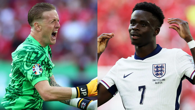 Pickford và Saka là 2 cầu thủ được chấm điểm cao nhất của ĐT Anh ở trận thắng Thụy Sĩ