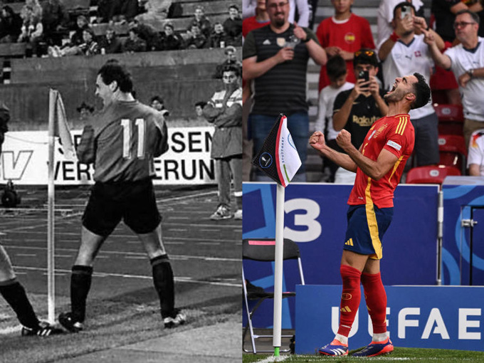 Mikel Merino tái hiện động tác ăn mừng bàn thắng của bố