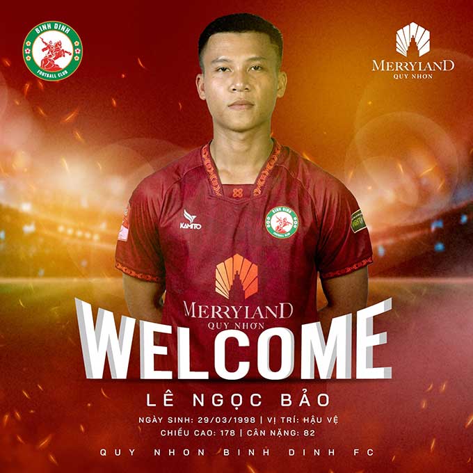 Lê Ngọc Bảo trở lại đội bóng cũ Bình Định sau khi lên ngôi vô địch V.League 2023/24 với Nam Định 