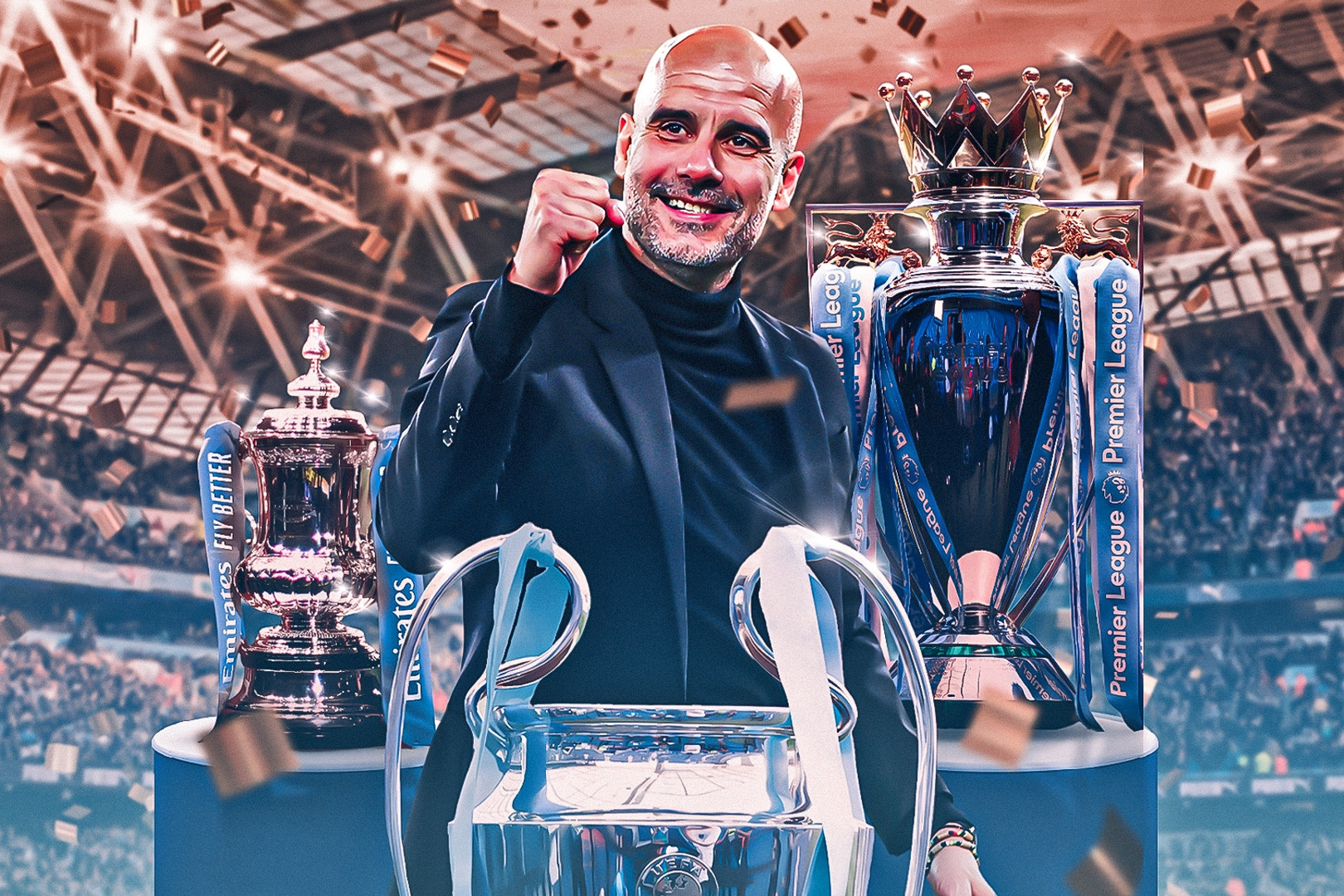 Trong 8 năm ở Man City, Pep Guardiola đã thu hoạch được đủ danh hiệu