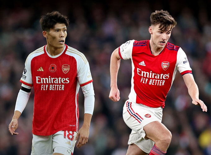 Tomiyasu (trái) và Tierney không thể góp mặt trong chuyến du đấu Hè 2024 của Arsenal do chấn thương