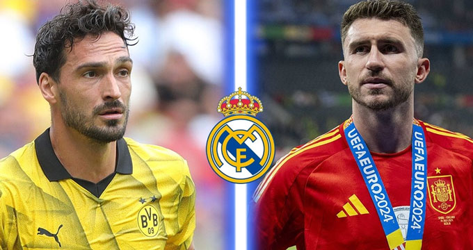 Hummels (áo vàng) và Laporte (đỏ) nằm trong tầm ngắm của Real