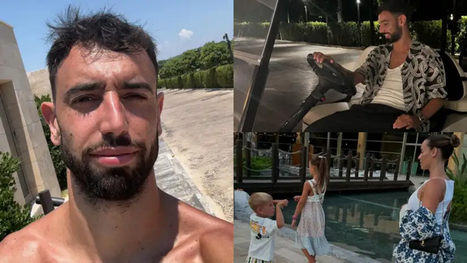  Bruno Fernandes đang nghỉ hè cùng gia đình