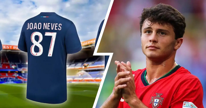 Neves sẽ khoác áo số 87 tại PSG