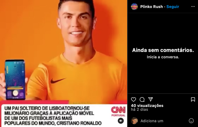 Hình ảnh Ronaldo xuất hiện trong video clip lừa đảo