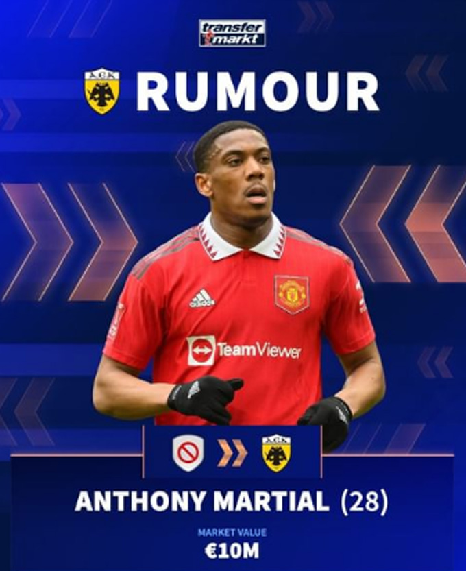 Martial đang được đề nghị gia nhập AEK Athens theo dạng CNTD