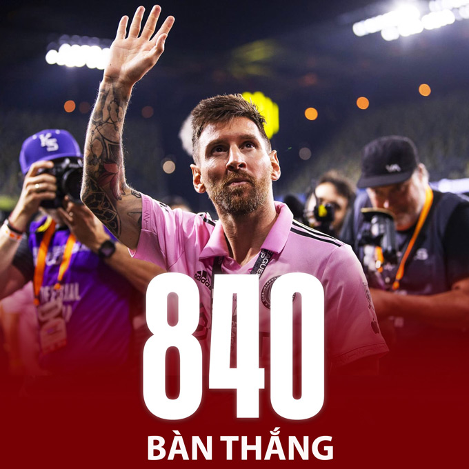 Messi chạm mốc 840 bàn thắng trong sự nghiệp