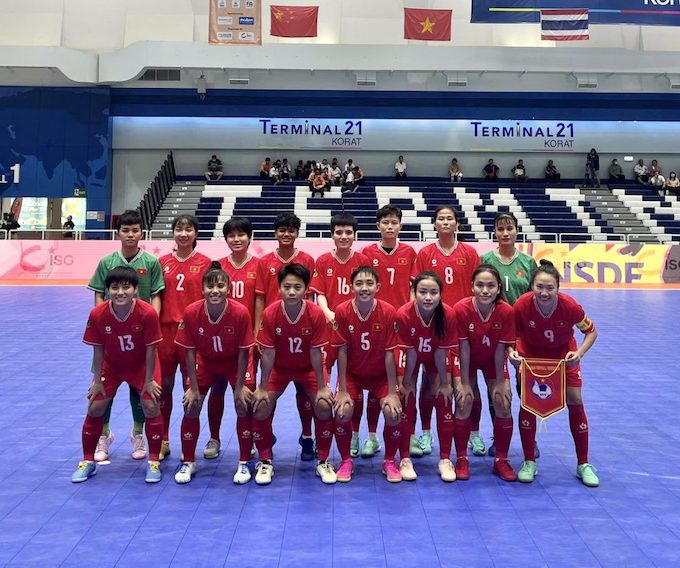 ĐT futsal nữ Việt Nam tại giải giao hữu ở Tháo Lan. Ảnh: VFF 