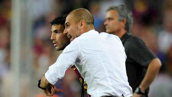 Fabregas và Guardiola khi còn ở Barca