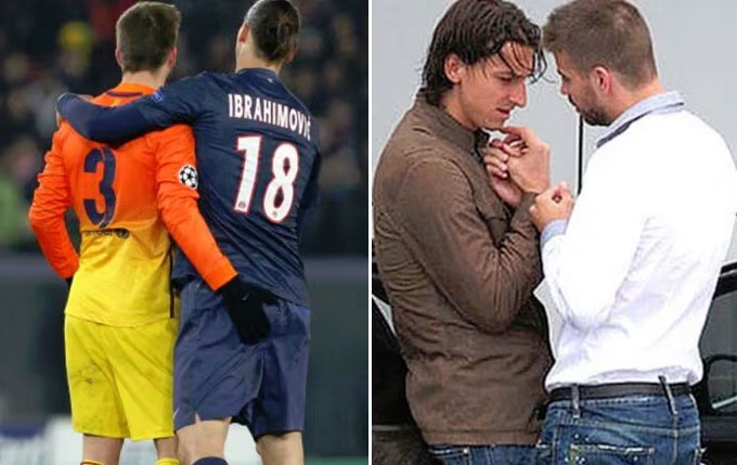  Ibrahimovic và Pique diễn cảnh mùi mẫn trên sân